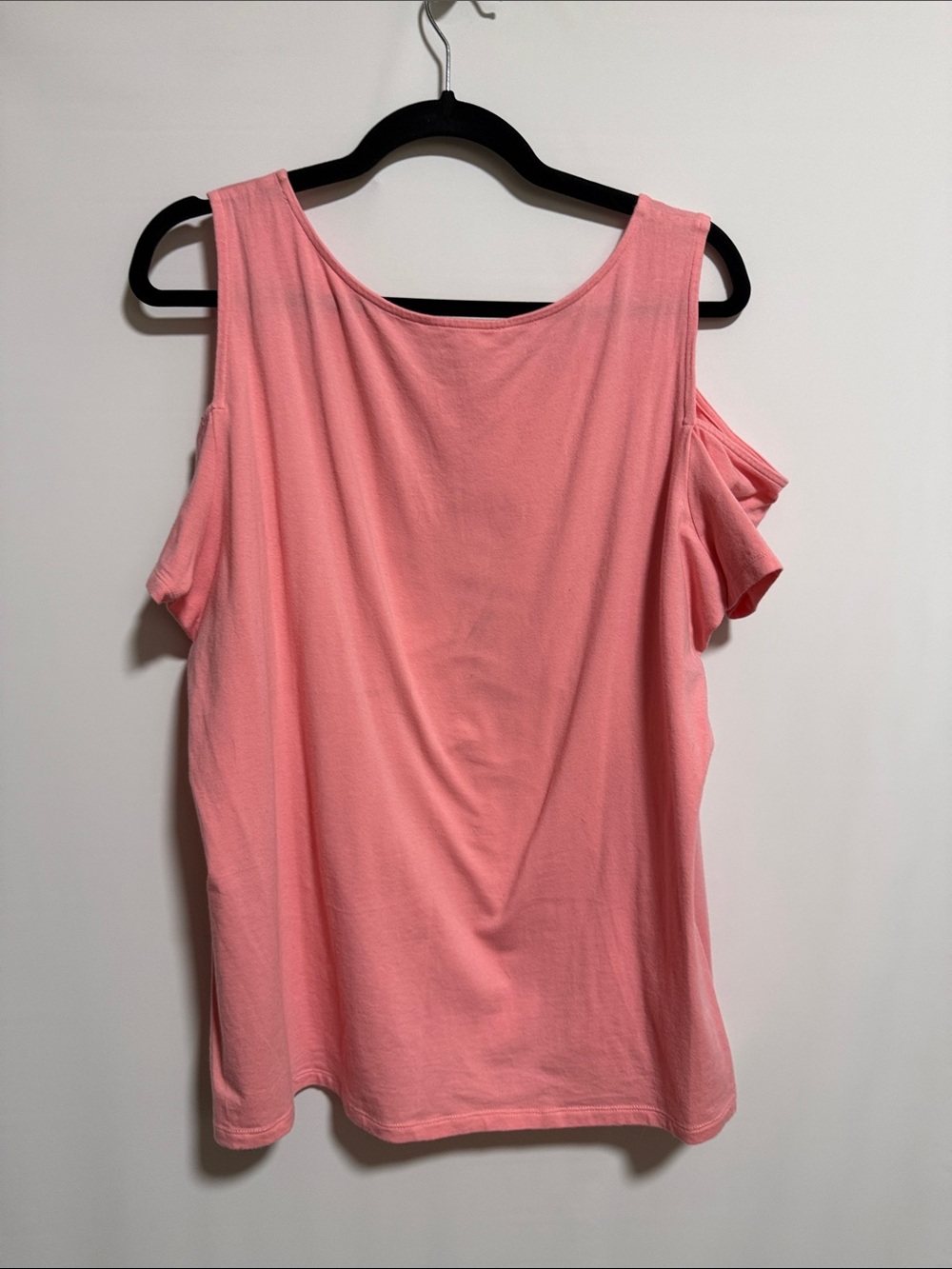 Michael Michael Kors Pink Cold Shoulder Flutter Sleeve Top XL Logo Scoop Neck - Picture 9 of 10
